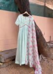 Anarkali with floral dupatta/anarkali suit set/ice blue anarkali/summer anarkali dupatta USA/floral embroidery dupatta/ Indian summer kurta