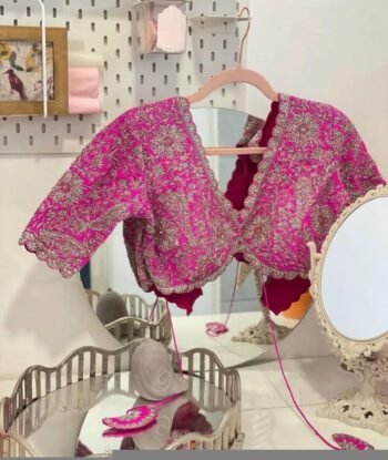 pure silk hand embroidery bridal blouse/pink maggam blouse/bridal zardosi blouse/wedding  hand embroidered blouse/pinheavy embroidery blouse