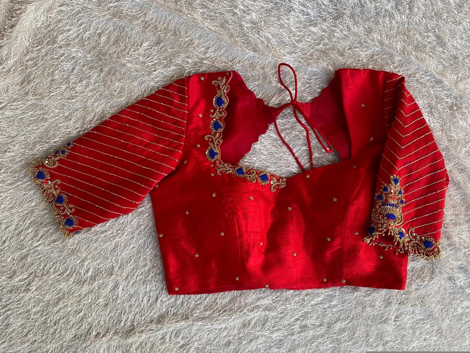 pure silk red hand embroidery blouse/saree maggam blouse/raw silk zardosi blouse/pure red hand embroidered blouse/ready made red blouse usa