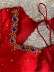 pure silk red hand embroidery blouse/saree maggam blouse/raw silk zardosi blouse/pure red hand embroidered blouse/ready made red blouse usa