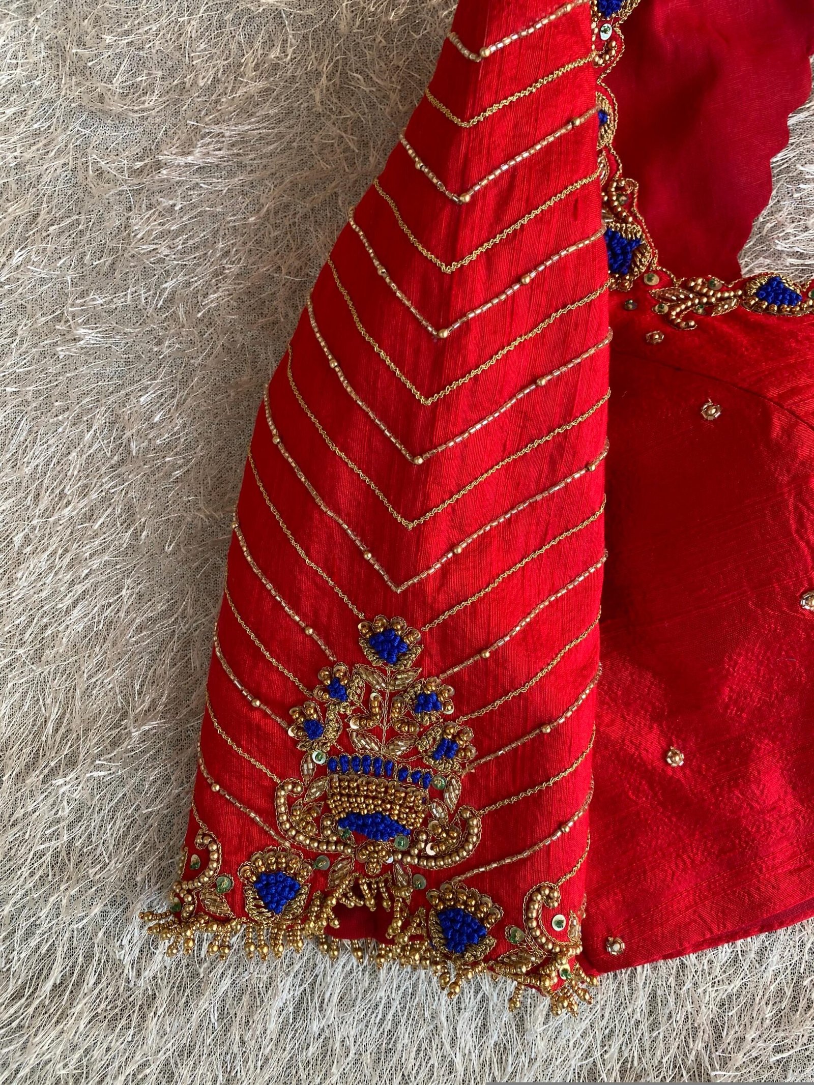 pure silk red hand embroidery blouse/saree maggam blouse/raw silk zardosi blouse/pure red hand embroidered blouse/ready made red blouse usa