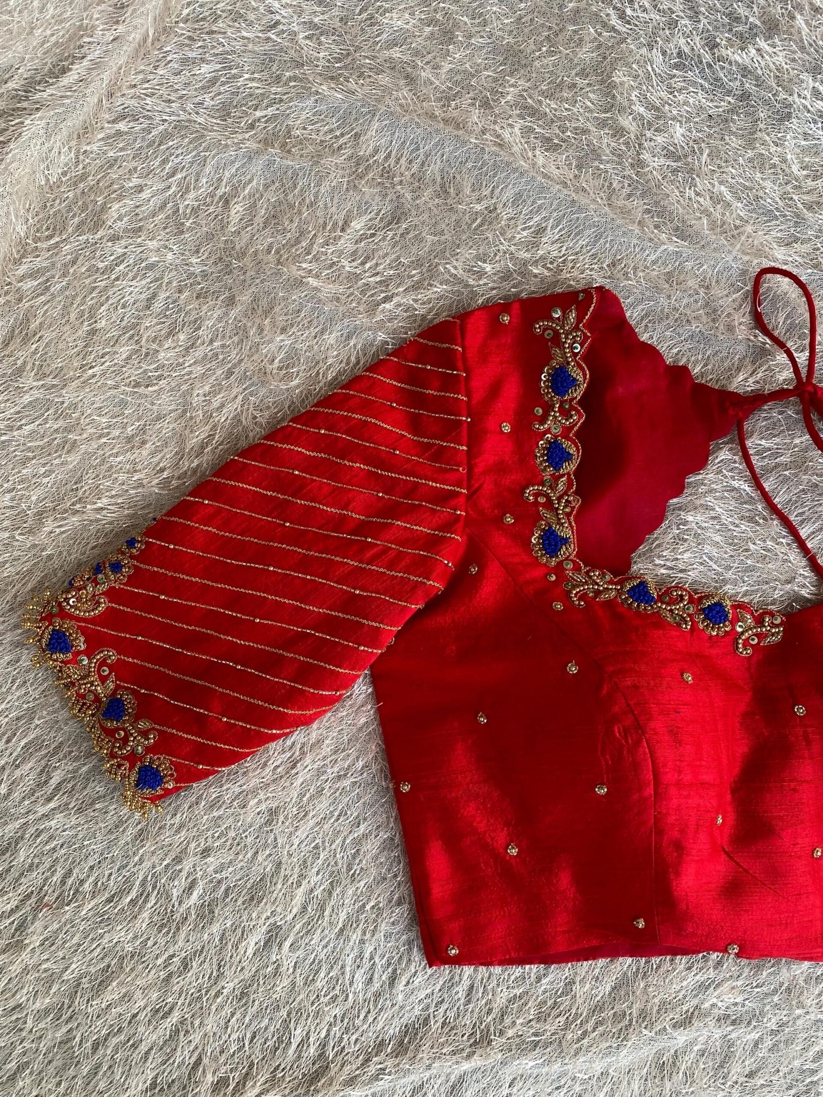 pure silk red hand embroidery blouse/saree maggam blouse/raw silk zardosi blouse/pure red hand embroidered blouse/ready made red blouse usa