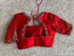 pure silk red hand embroidery blouse/saree maggam blouse/raw silk zardosi blouse/pure red hand embroidered blouse/ready made red blouse usa