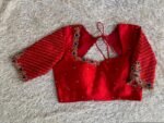 pure silk red hand embroidery blouse/saree maggam blouse/raw silk zardosi blouse/pure red hand embroidered blouse/ready made red blouse usa