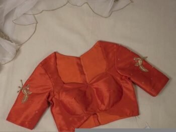 Orange silk hand embroidery blouse/orange saree maggam blouse/orange saree blouse/simplehand embroidered blouse/orange ready made blouse zar