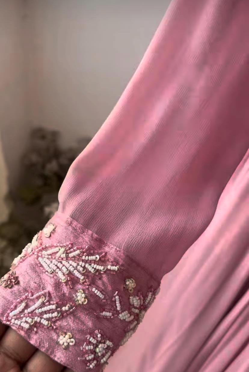 Anarkali suit usa/pink anarkali kurta full sleeve/pink sleeve anarkali/onion pink anarkali/heavy hand embroidered anarkali with dupatta usa