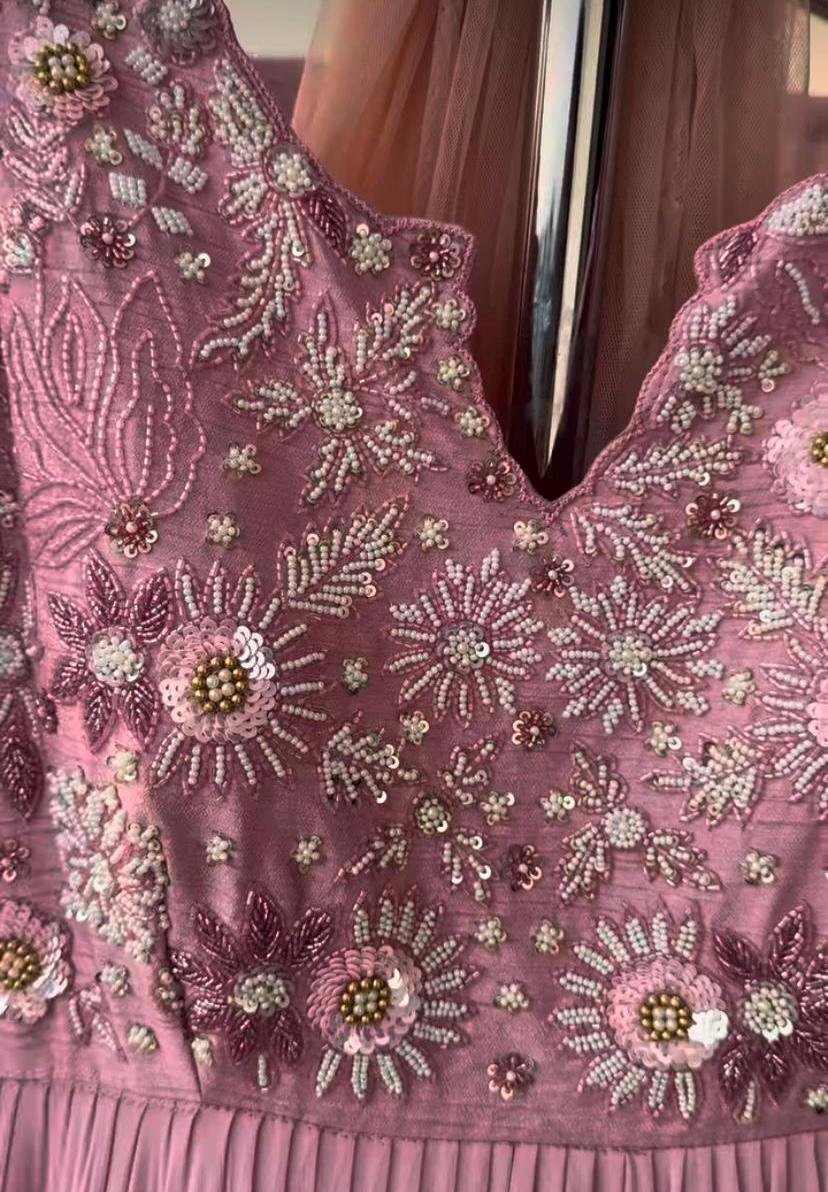 Anarkali suit usa/pink anarkali kurta full sleeve/pink sleeve anarkali/onion pink anarkali/heavy hand embroidered anarkali with dupatta usa