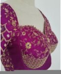 Pure Silk Hand Embroidered Blouse: Magenta Pink Zardosi Maggam