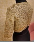 pure silk hand embroidery wedding blouse/saree maggam blouse/beige zardosi blouse/golden bridal blouse /ready made hand embroidered blouse