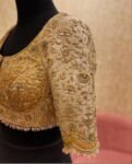 pure silk hand embroidery wedding blouse/saree maggam blouse/beige zardosi blouse/golden bridal blouse /ready made hand embroidered blouse