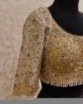 pure silk hand embroidery wedding blouse/saree maggam blouse/beige zardosi blouse/golden bridal blouse /ready made hand embroidered blouse