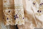 Hand Embroidered Zardosi Blouse: Cream Raw Silk Saree Blouse