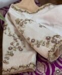 pure silk hand embroidery blouse/cream saree maggam blouse/raw silk zardosi blouse/hand embroidered blouse/cream ready made blouse zardosi