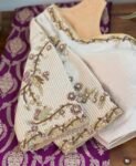 pure silk hand embroidery blouse/cream saree maggam blouse/raw silk zardosi blouse/hand embroidered blouse/cream ready made blouse zardosi