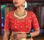pure silk hand embroidery blouse/modern saree maggam blouse/red zardosi blouse/wedding hand embroidered blouse/red bridal ready made blouse