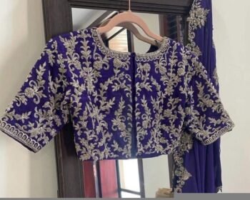 pure silk hand embroidery blouse/purple heavy maggam blouse/purple zardosi blouse/wedding hand embroidered blouse/bridal ready made blouse