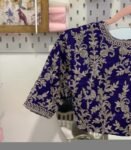 pure silk hand embroidery blouse/purple heavy maggam blouse/purple zardosi blouse/wedding hand embroidered blouse/bridal ready made blouse