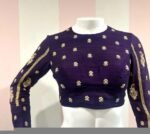 Purple hand embroidery blouse/saree maggam blouse/pure silk zardosi blouse/purple hand embroidered blouse/purple maggam full sleeve blouse