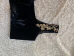 pure silk hand embroidery blouse/velvet saree maggam blouse/black zardosi blouse/hand embroidered moderblouse/black velvet sleeveless blouse