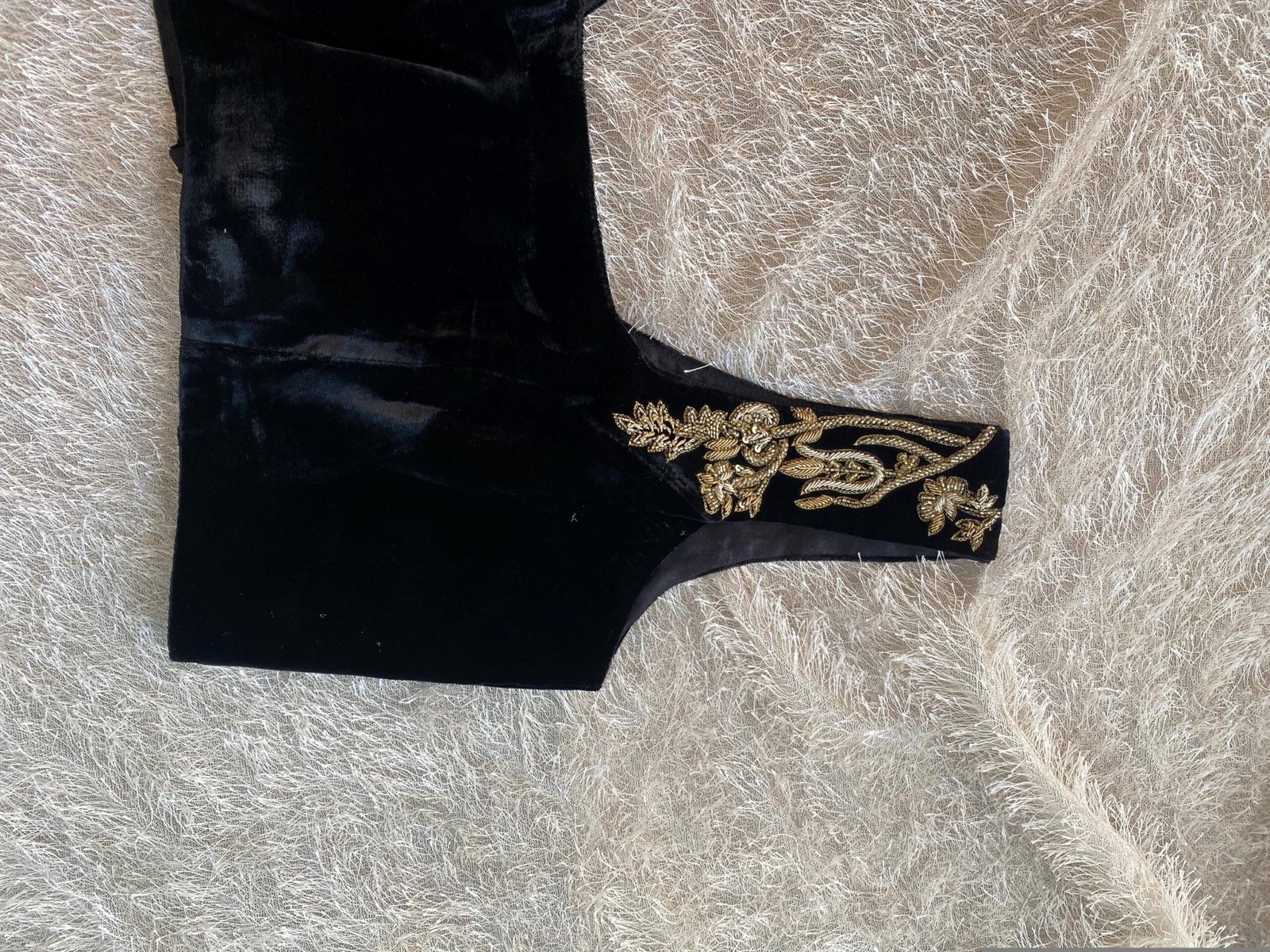 pure silk hand embroidery blouse/velvet saree maggam blouse/black zardosi blouse/hand embroidered moderblouse/black velvet sleeveless blouse