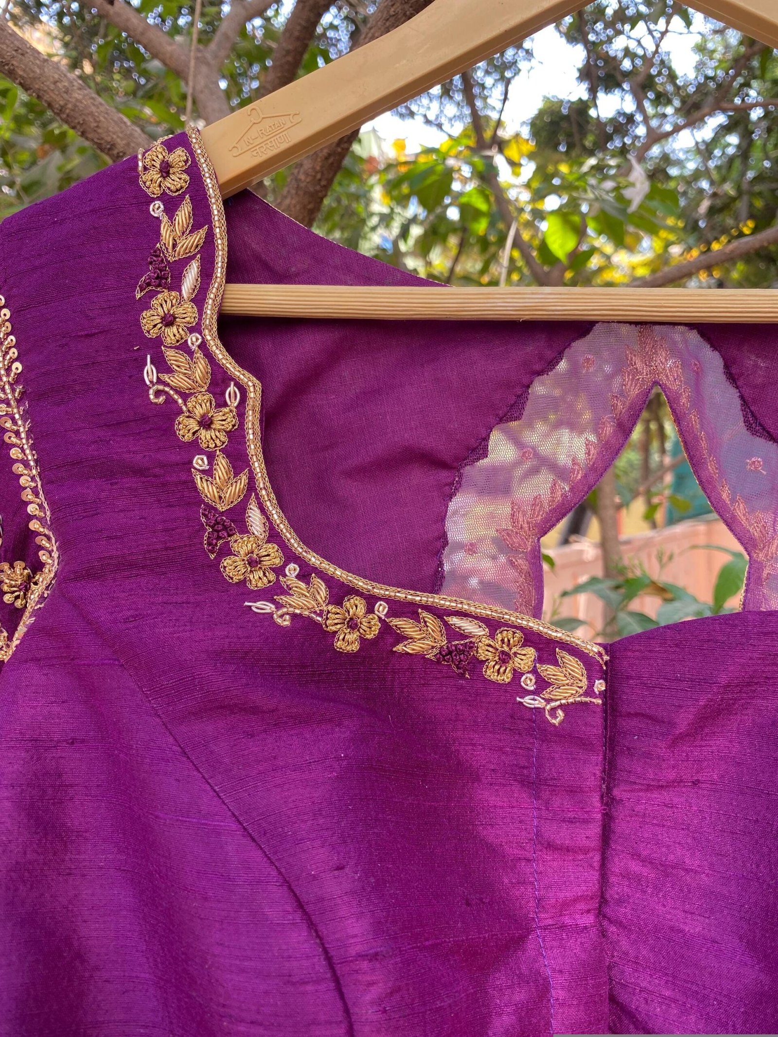 pure silk hand embroidery blouse/modern saree maggam blouse/purple zardosi blouse/wedding hand embroidered blouse/bridal ready made blouse