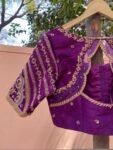 pure silk hand embroidery blouse/modern saree maggam blouse/purple zardosi blouse/wedding hand embroidered blouse/bridal ready made blouse