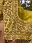 Handmade Pure Silk Bridal Blouse: Yellow Zardosi Embroidery, Maggam Work