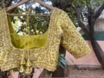 Handmade Pure Silk Bridal Blouse: Yellow Zardosi Embroidery, Maggam Work