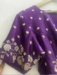 pure silk hand embroidery blouse/saree maggam blouse/pink zardosi blouse/purple embroidered moderblouse/purple ready made high neck blouse