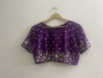 pure silk hand embroidery blouse/saree maggam blouse/pink zardosi blouse/purple embroidered moderblouse/purple ready made high neck blouse