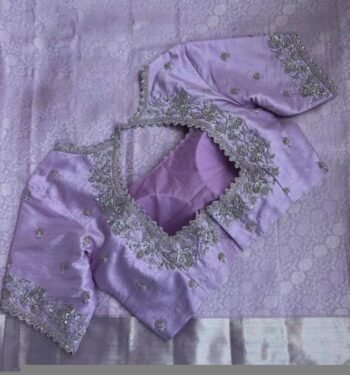 Lavender hand embroidery blouse/saree maggam work blouse/hand embroidery saree blouse/hand embroidered blouse/lavender ready made blouse