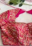 pure silk hand embroidery bridal blouse/maggam blouse/pink bridal work blouse/pink hand embroidered blouse/heavy embroidery wedding blouse
