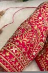 pure silk hand embroidery bridal blouse/maggam blouse/pink bridal work blouse/pink hand embroidered blouse/heavy embroidery wedding blouse