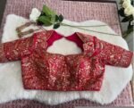 pure silk hand embroidery bridal blouse/maggam blouse/pink bridal work blouse/pink hand embroidered blouse/heavy embroidery wedding blouse