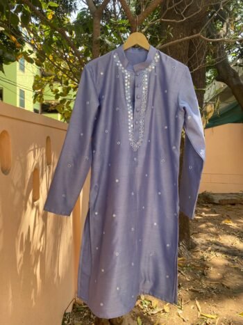 pure silk lavender mens kurta/mens kurta set/peach mirror embroidered kurta/Indian mens wear/lavender hand embroidered kurta/groom wedding