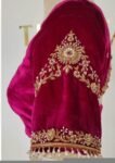 pure velvet hand embroidery blouse /modern saree maggam blouse/hot pink zardosi blouse/hand embroidered blouse/pink velvet ready made blouse