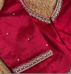pure silk hand embroidery blouse/saree maggam blouse/red zardosi blouse/red hand embroidered moderblouse/red ready made blouse zardosi usa