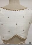 pure silk hand embroidery blouse/cream saree maggam blouse/raw silk zardosi blouse/hand embroidered blouse/cream ready made blouse zardosi