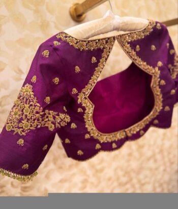 pure silk hand embroidery blouse/purple maggam blouse/purple zardosi blouse/hand embroidered blouse/magenta pink ready made blouse zardosi
