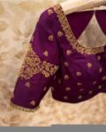 pure silk hand embroidery blouse/purple maggam blouse/purple zardosi blouse/hand embroidered blouse/magenta pink ready made blouse zardosi