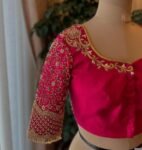 pure silk hand embroidery bridal blouse/maggam blouse/pink bridal work blouse/pink hand embroidered blouse/heavy embroidery wedding blouse