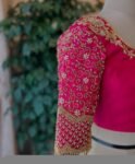 pure silk hand embroidery bridal blouse/maggam blouse/pink bridal work blouse/pink hand embroidered blouse/heavy embroidery wedding blouse