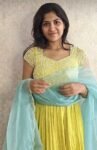 Hand Embroidered Yellow Anarkali Gown with Scallop Dupatta