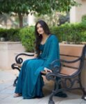 Hand embroidered Anarkali with dupatta/straight kurta suit set/blue kurta with dupatta USA/Indian dresses/blue kurta set with pant dupatta