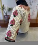 Hand Embroidered Silk Blouse: Cream Zardosi Maggam Work