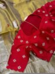 Hand Embroidered Zardosi Blouse: Dark Red Silk Maggam Saree Blouse