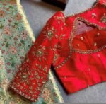 pure silk hand embroidery blouse/saree maggam blouse/red zardosi blouse/dark red hand embroidered blouse/red ready made blouse zardosi usa