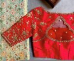 pure silk hand embroidery blouse/saree maggam blouse/red zardosi blouse/dark red hand embroidered blouse/red ready made blouse zardosi usa