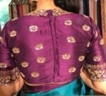 pure silk hand embroidery blouse/saree maggam blouse/dark pink zardosi blouse/hand embroidered blouse/plum color ready made blouse zardosi