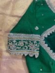 pure silk hand embroidery blouse/saree maggam blouse/green zardosi blouse/hand embroidered moderblouse/green ready made blouse zardosi usa